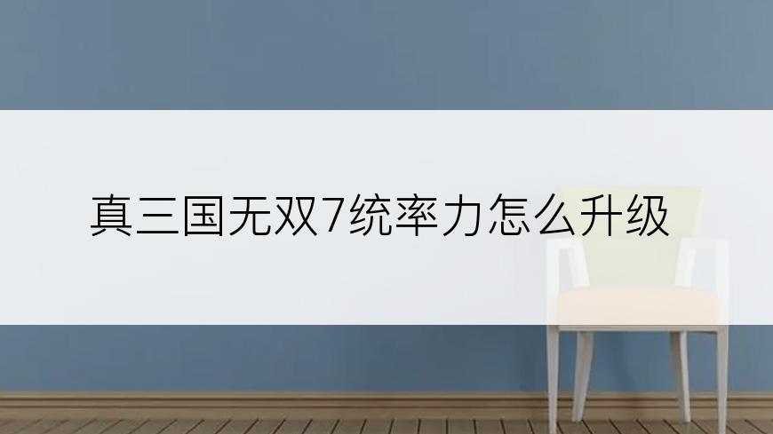 真三国无双7统率力怎么升级