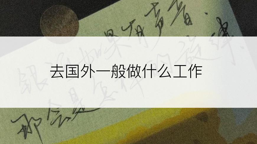 去国外一般做什么工作