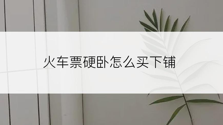 火车票硬卧怎么买下铺