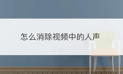 怎么消除视频中的人声