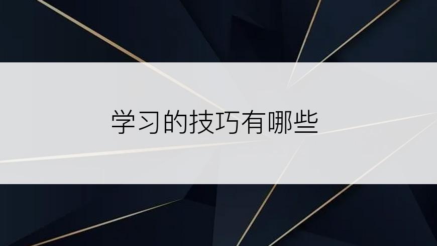 学习的技巧有哪些