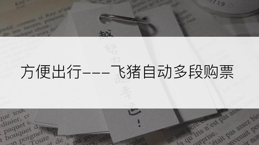 方便出行---飞猪自动多段购票