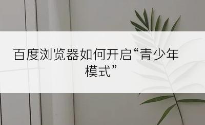 百度浏览器如何开启“青少年模式”