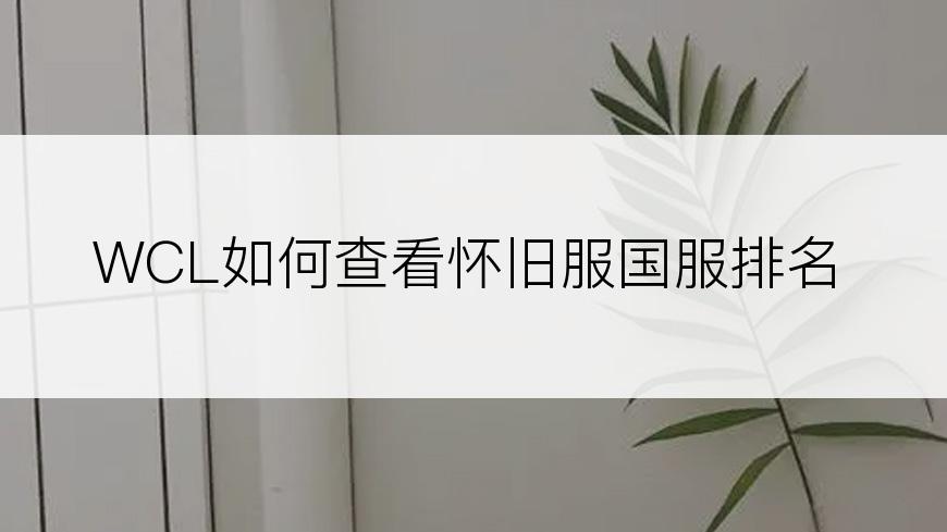WCL如何查看怀旧服国服排名