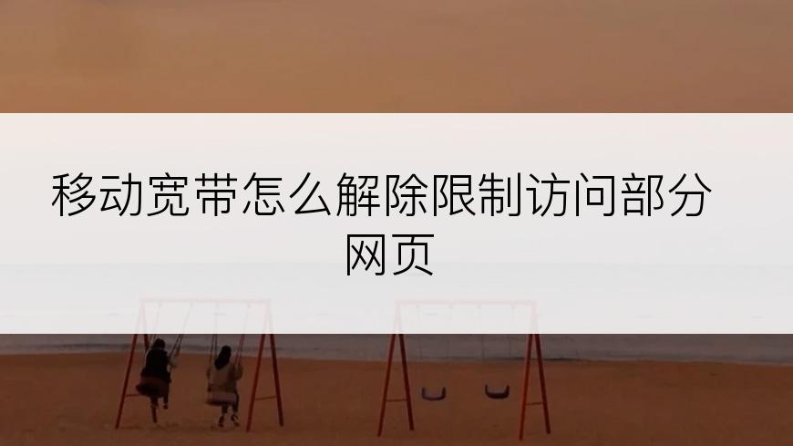 移动宽带怎么解除限制访问部分网页