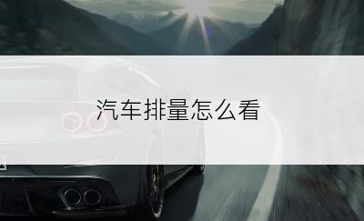 汽车排量怎么看