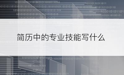 简历中的专业技能写什么