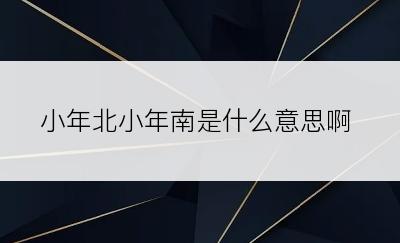 小年北小年南是什么意思啊