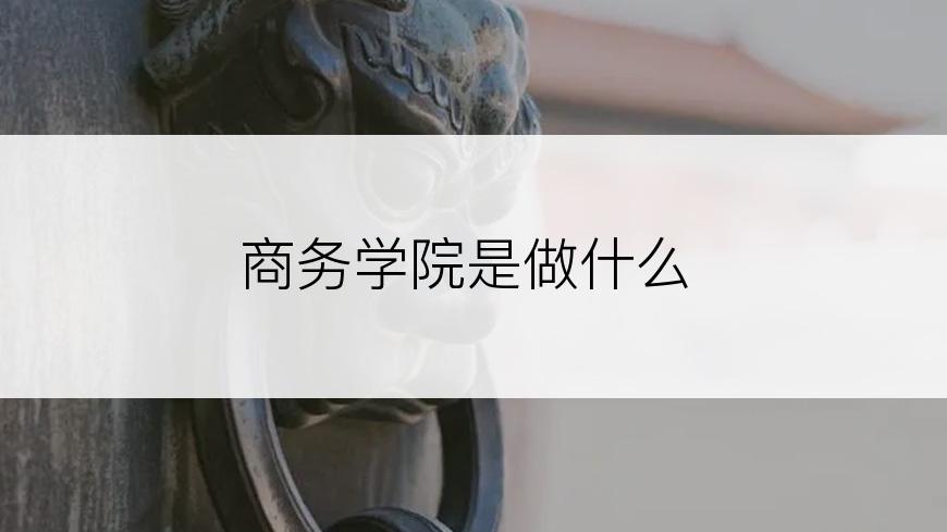 商务学院是做什么
