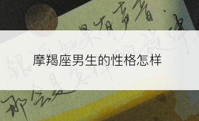 摩羯座男生的性格怎样