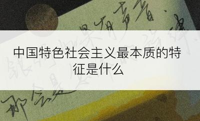 中国特色社会主义最本质的特征是什么