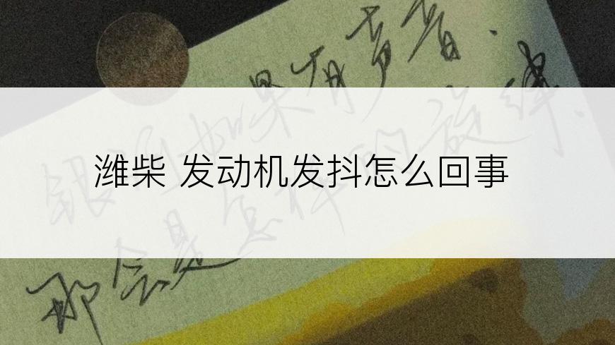 潍柴 发动机发抖怎么回事