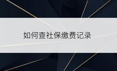 如何查社保缴费记录