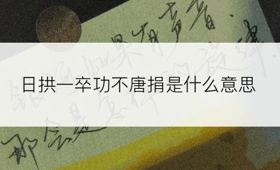 日拱一卒功不唐捐是什么意思