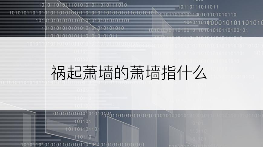 祸起萧墙的萧墙指什么