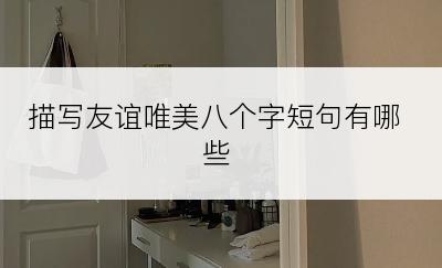 描写友谊唯美八个字短句有哪些