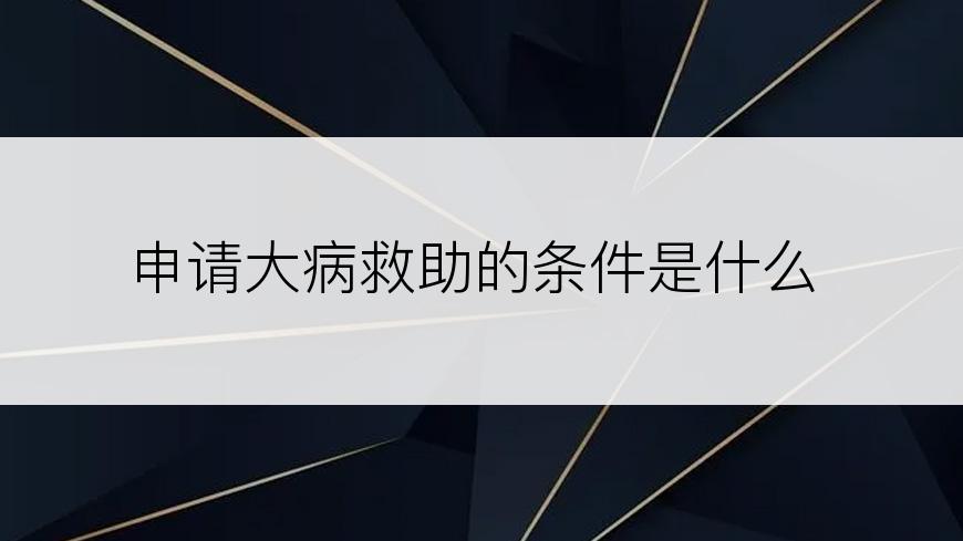 申请大病救助的条件是什么
