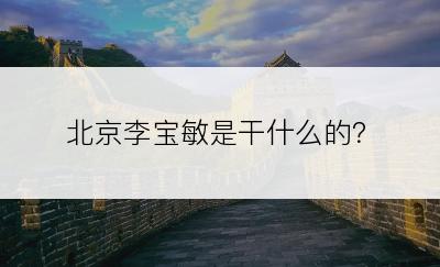 北京李宝敏是干什么的？