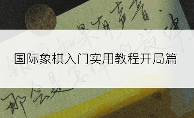 国际象棋入门实用教程开局篇