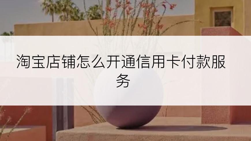 淘宝店铺怎么开通信用卡付款服务
