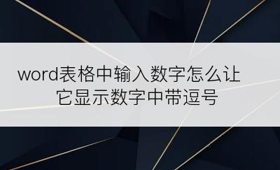 word表格中输入数字怎么让它显示数字中带逗号