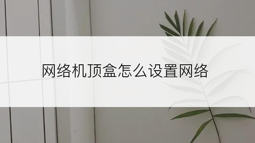 网络机顶盒怎么设置网络
