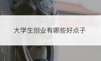 大学生创业有哪些好点子