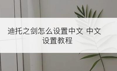迪托之剑怎么设置中文 中文设置教程