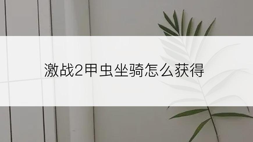 激战2甲虫坐骑怎么获得