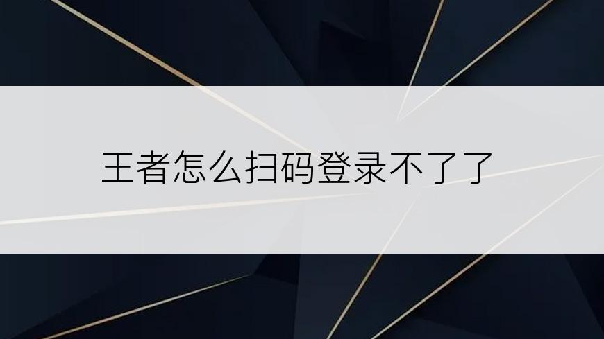 王者怎么扫码登录不了了