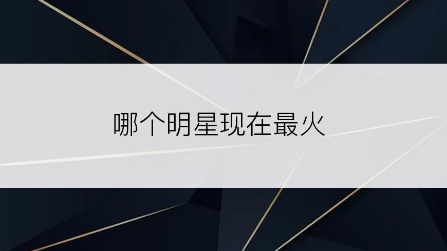 哪个明星现在最火