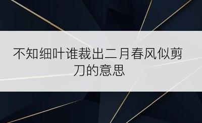不知细叶谁裁出二月春风似剪刀的意思