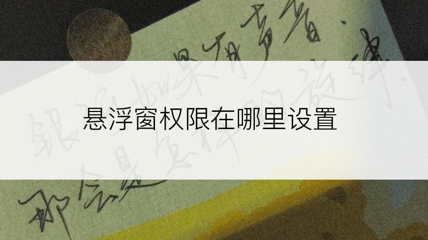 悬浮窗权限在哪里设置