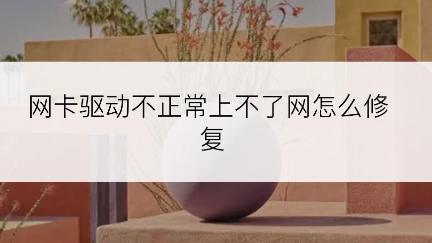 网卡驱动不正常上不了网怎么修复