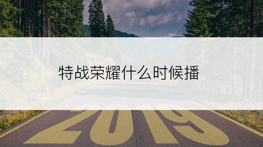 特战荣耀什么时候播