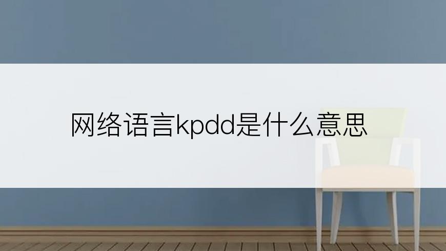 网络语言kpdd是什么意思