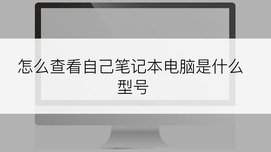 怎么查看自己笔记本电脑是什么型号