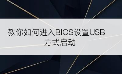 教你如何进入BIOS设置USB方式启动