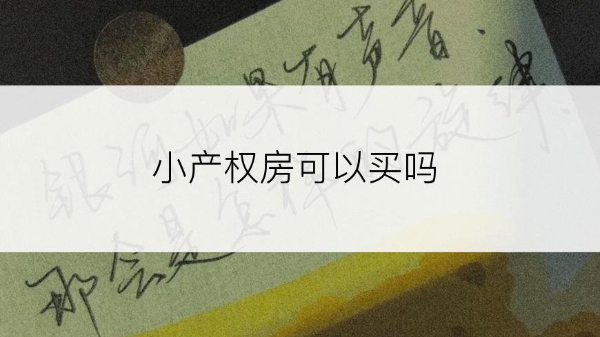 小产权房可以买吗