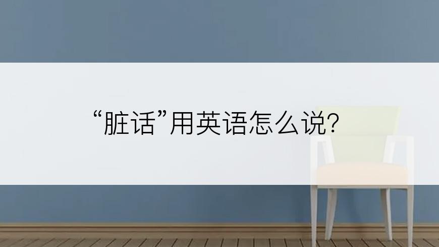 “脏话”用英语怎么说？