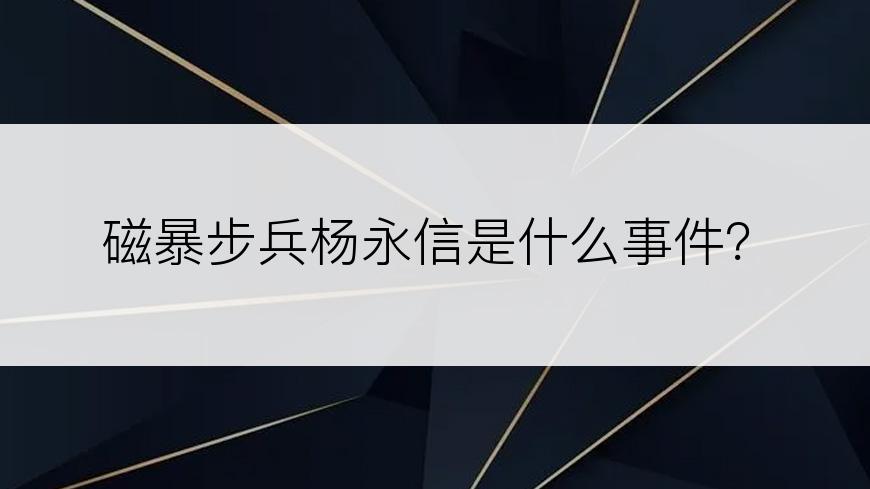 磁暴步兵杨永信是什么事件？