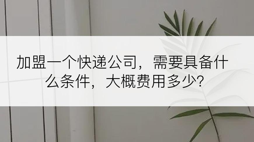 加盟一个快递公司，需要具备什么条件，大概费用多少？
