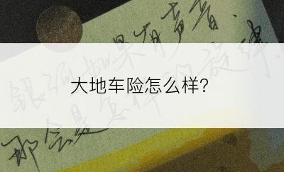 大地车险怎么样?