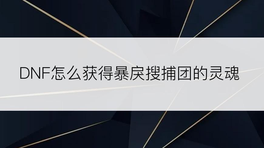 DNF怎么获得暴戾搜捕团的灵魂