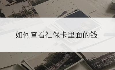 如何查看社保卡里面的钱