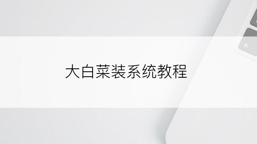 大白菜装系统教程