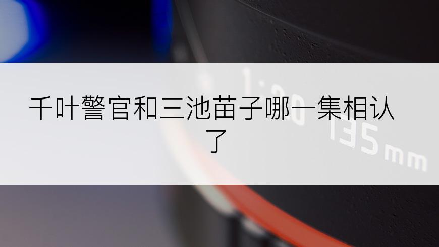 千叶警官和三池苗子哪一集相认了