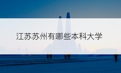 江苏苏州有哪些本科大学