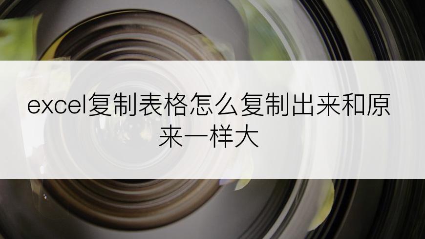 excel复制表格怎么复制出来和原来一样大