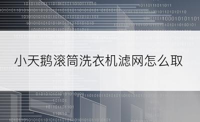 小天鹅滚筒洗衣机滤网怎么取